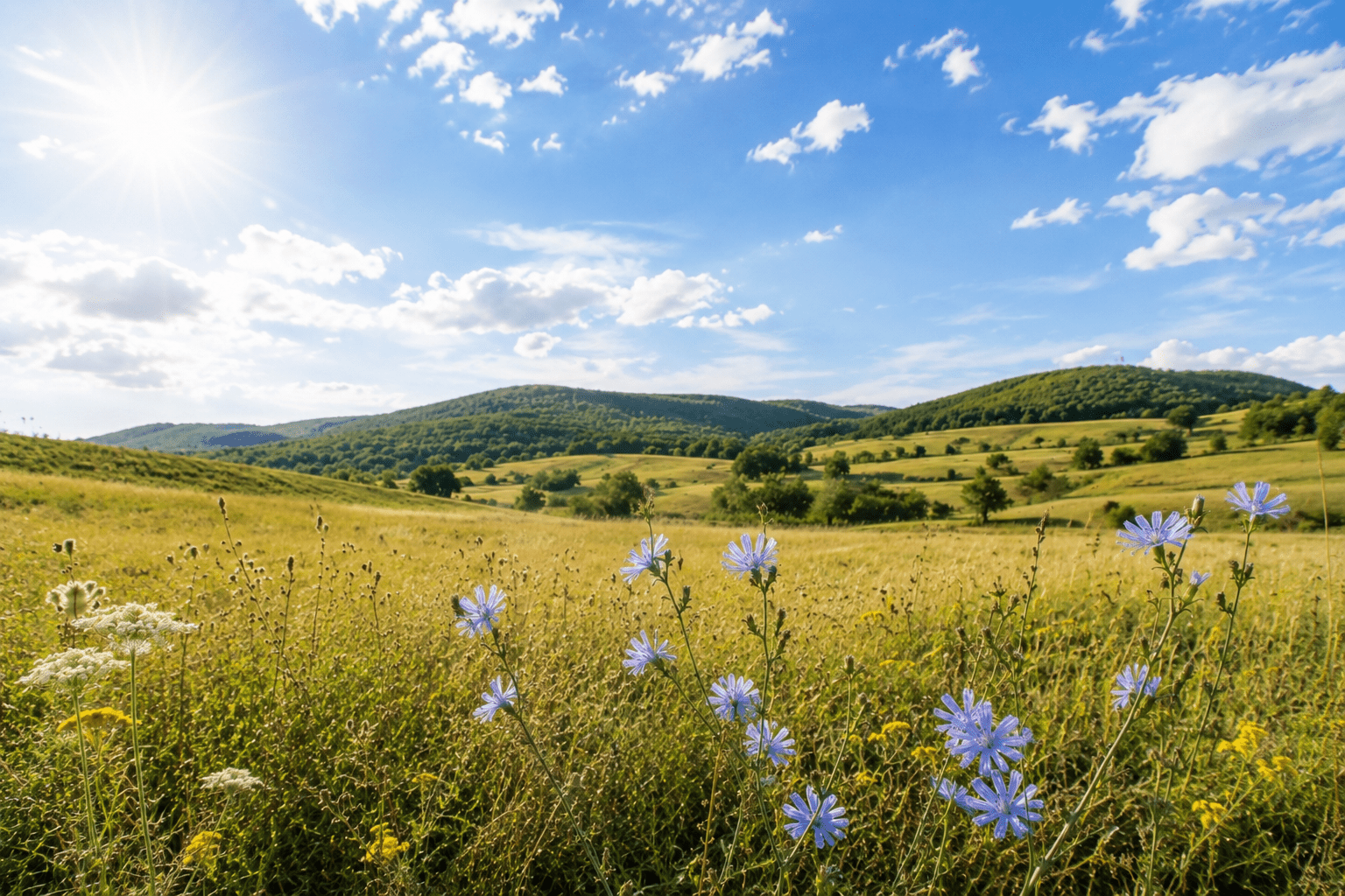 Landschaft.Wegwarte ein gingkobaum mit blauem himmel im hintergrund